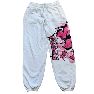 Pink Abyss White and Pink Graphic Track Pants Women’s M Streetwear Casual Lounge